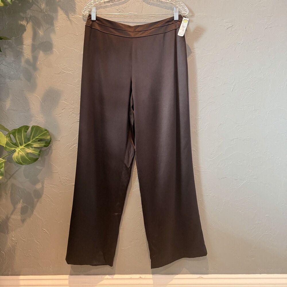 NWT Vtg 90's Talbots Silk Pants 10P Brown High Waist Lined Old Money Minimalist